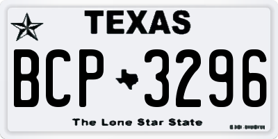 TX license plate BCP3296