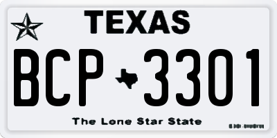 TX license plate BCP3301