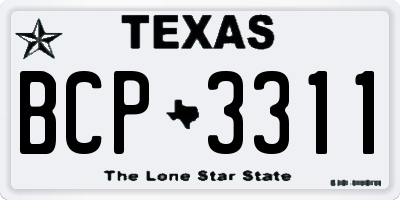 TX license plate BCP3311