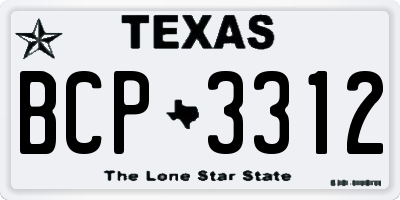 TX license plate BCP3312