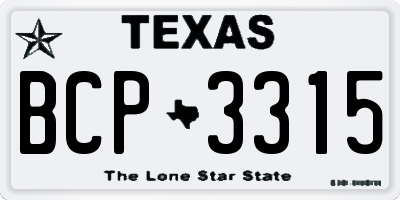 TX license plate BCP3315