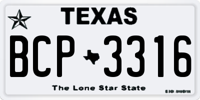 TX license plate BCP3316
