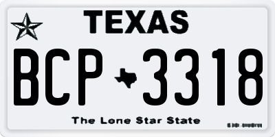 TX license plate BCP3318