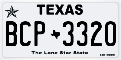 TX license plate BCP3320