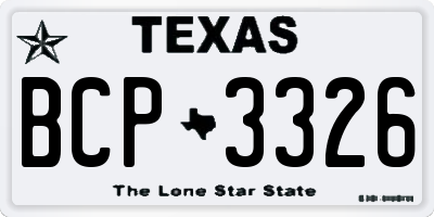 TX license plate BCP3326