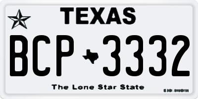 TX license plate BCP3332