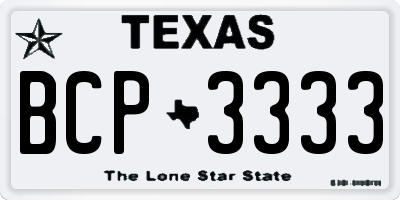 TX license plate BCP3333