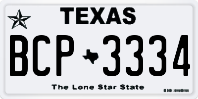 TX license plate BCP3334