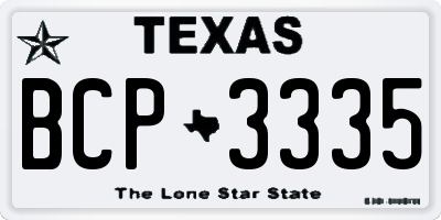 TX license plate BCP3335