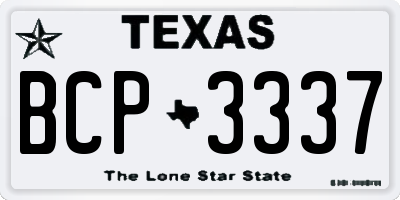 TX license plate BCP3337