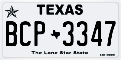TX license plate BCP3347