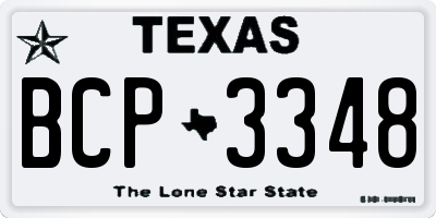 TX license plate BCP3348
