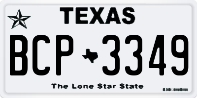 TX license plate BCP3349
