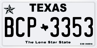 TX license plate BCP3353
