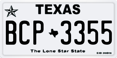 TX license plate BCP3355