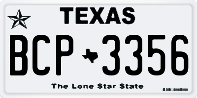 TX license plate BCP3356