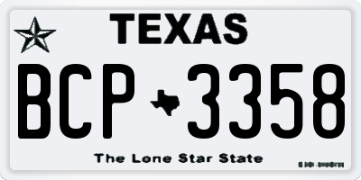 TX license plate BCP3358