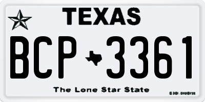 TX license plate BCP3361