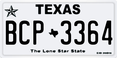 TX license plate BCP3364