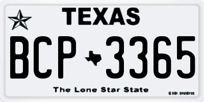 TX license plate BCP3365