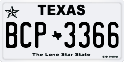TX license plate BCP3366