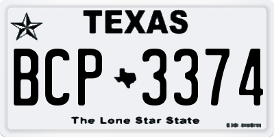 TX license plate BCP3374