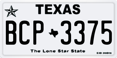 TX license plate BCP3375