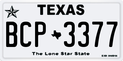 TX license plate BCP3377