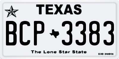 TX license plate BCP3383