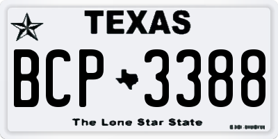 TX license plate BCP3388