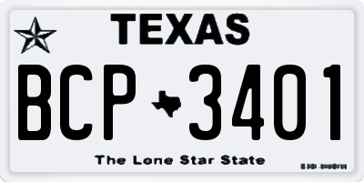 TX license plate BCP3401