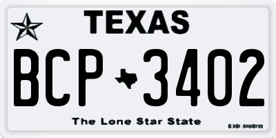 TX license plate BCP3402