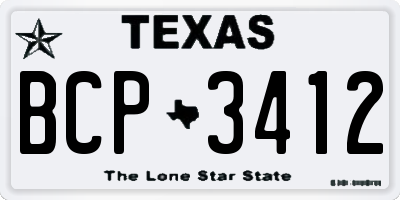 TX license plate BCP3412
