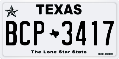TX license plate BCP3417