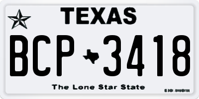 TX license plate BCP3418