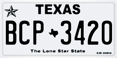TX license plate BCP3420