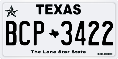TX license plate BCP3422