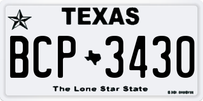 TX license plate BCP3430