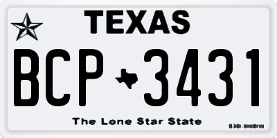 TX license plate BCP3431