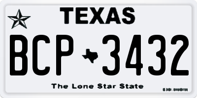 TX license plate BCP3432