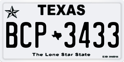 TX license plate BCP3433