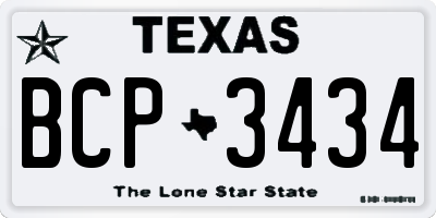 TX license plate BCP3434