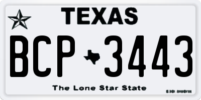 TX license plate BCP3443