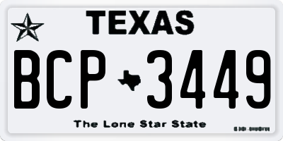 TX license plate BCP3449