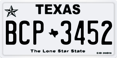 TX license plate BCP3452