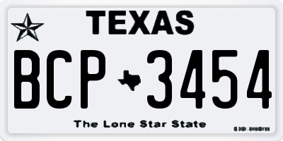 TX license plate BCP3454