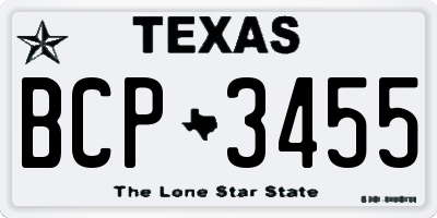 TX license plate BCP3455