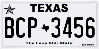 TX license plate BCP3456