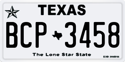 TX license plate BCP3458