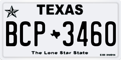 TX license plate BCP3460